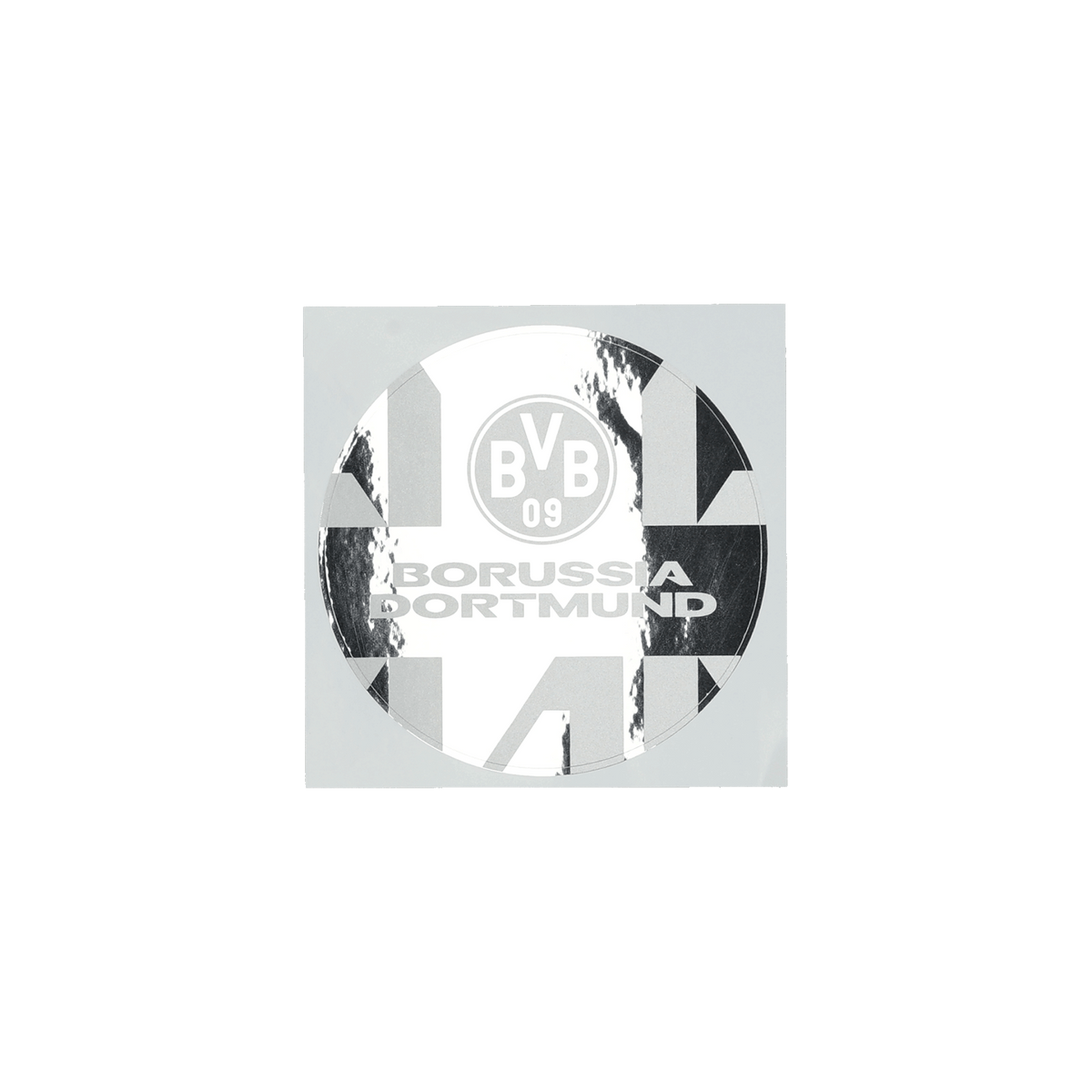 Autocollant rond du BVB pour le rétroviseur, avec le logo du Borussia Dortmund et un motif stylisé aux couleurs noir et jaune.