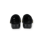 Vue arrière des sabots BVB noir et jaune arborant le logo du club, des chaussures confortables pour les supporters du Borussia Dortmund.