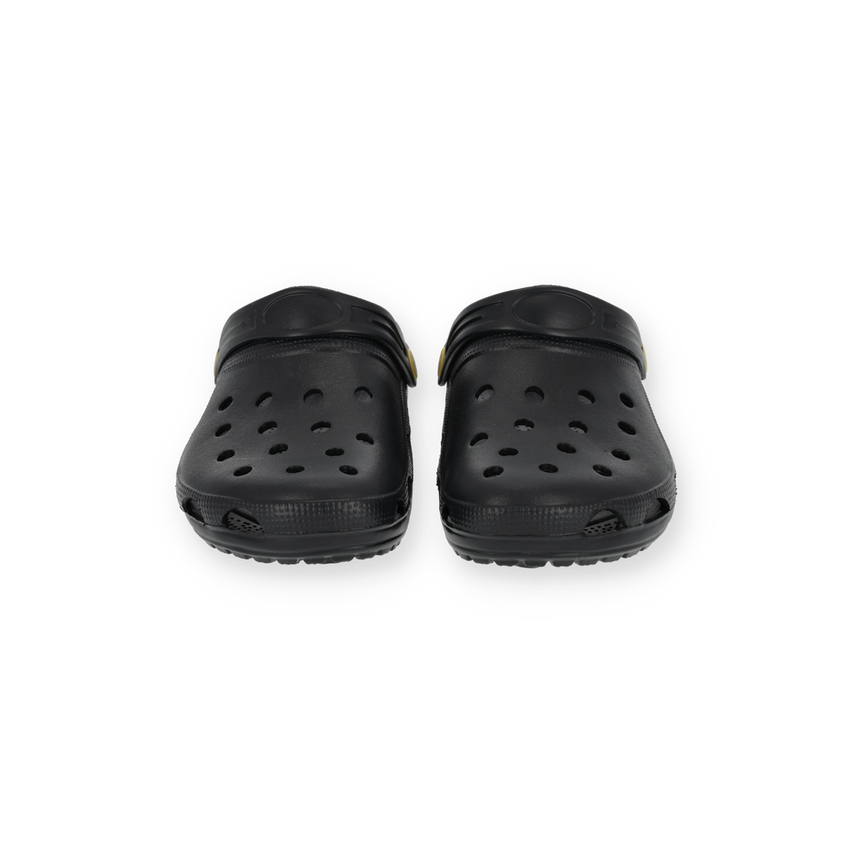 Sabots noirs du BVB avec le logo du BVB, visible à l'avant, parfaits comme chaussures de loisirs et articles pour supporters. Confortables et fonctionnels.