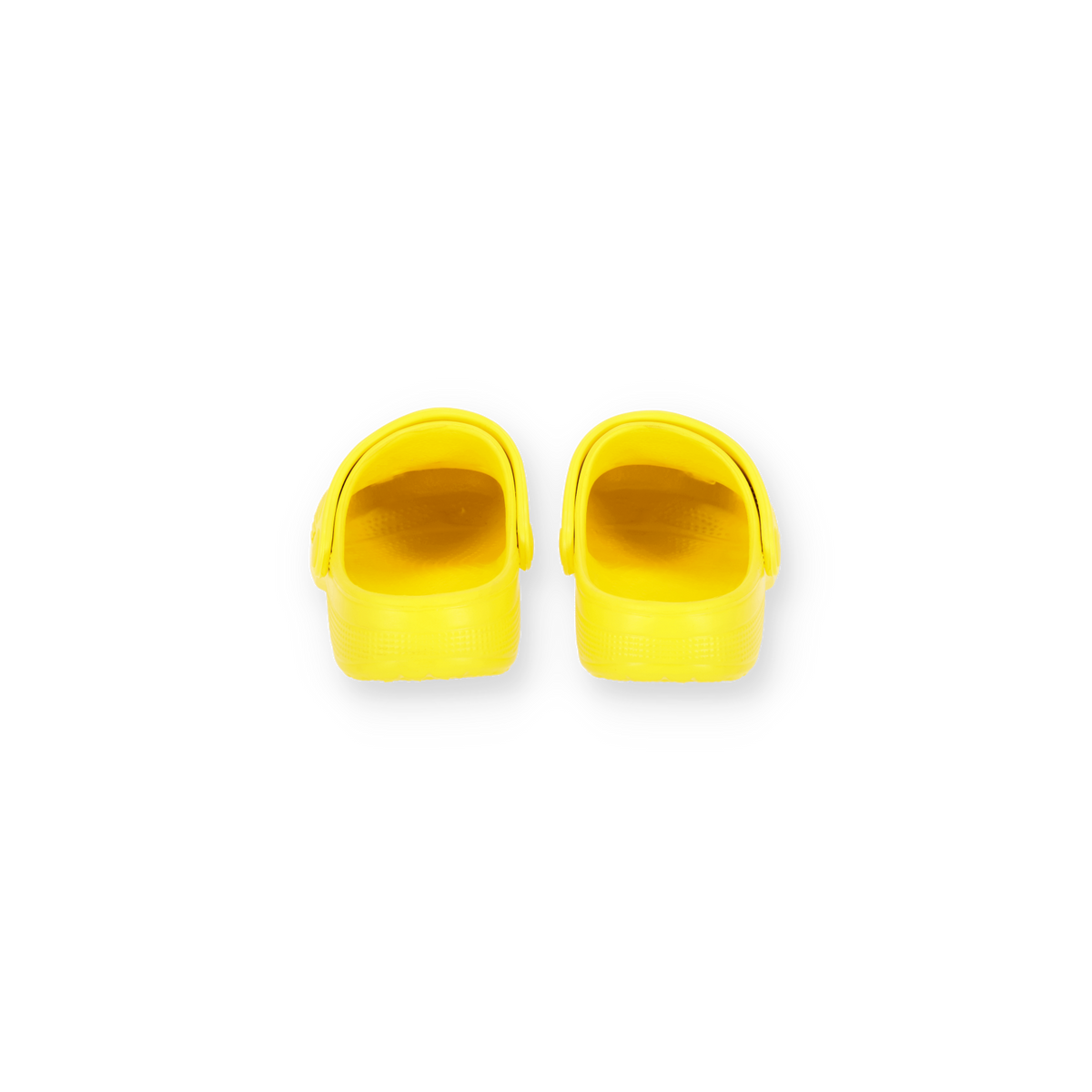 Rückansicht der schwarzgelben BVB Kinderclogs mit rutschfester Sohle, ideal für junge Fans.