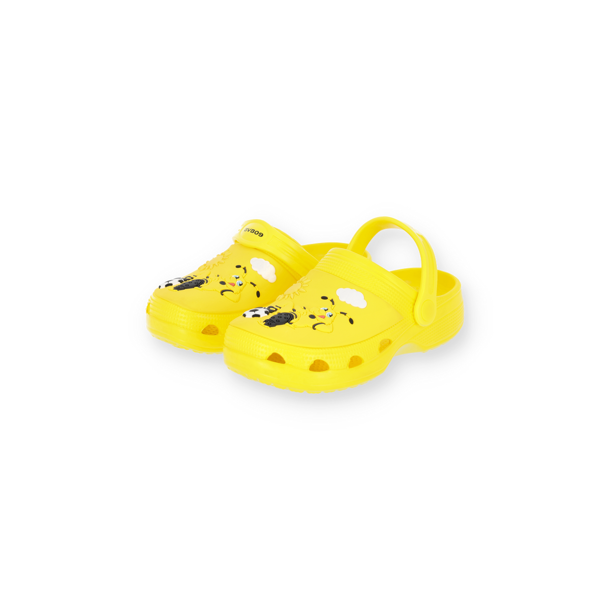 Zoccoli per bambini del BVB nei colori nero e giallo, con motivo EMMA, suola antiscivolo, pratico cinturino sul tallone e fori di ventilazione.