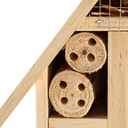 Sustainable BVB wooden insect hotel for the garden, ideal for supporting bees and other insects.