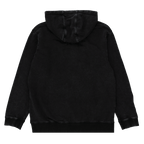 Schwarzer BVB-Hoodie aus der Elemente Kollektion, Rückansicht mit Kapuze, schlichtes Design.