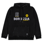 BVB schwarzer Hoodie mit gelbem BVB-Logo, weißem 'Borussia Dortmund'-Schriftzug und Jahreszahl '1909', ideal für Fans.