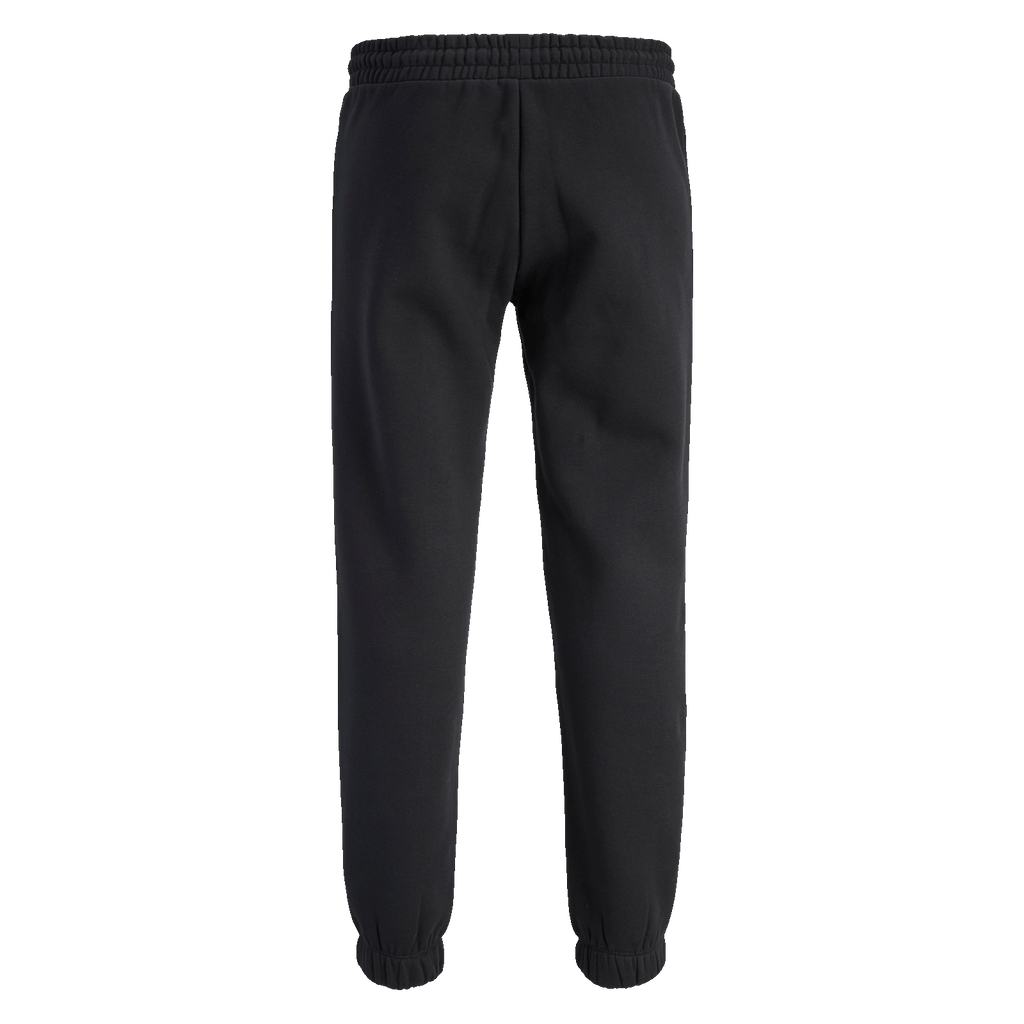 Vista trasera de los pantalones de chándal negros BVB Essentials, con cintura elástica y diseño sencillo.