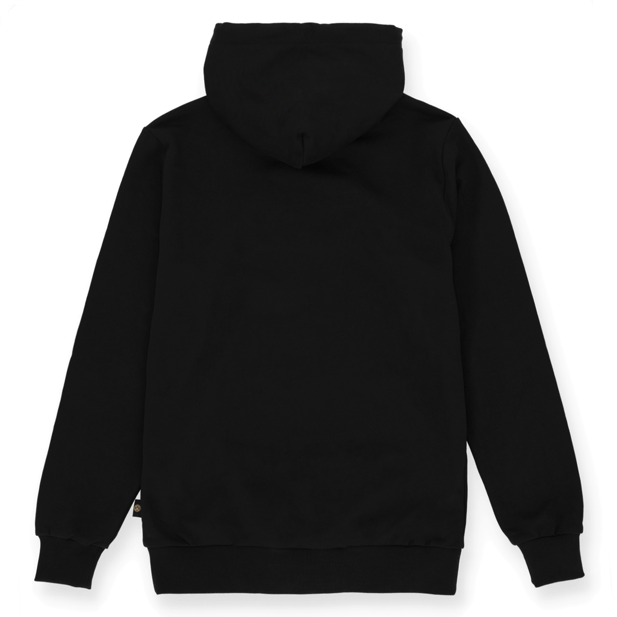 Rückansicht eines schwarzen BVB Gold II Hoodies mit Kapuze. Ideal als Fanartikel von Borussia Dortmund.