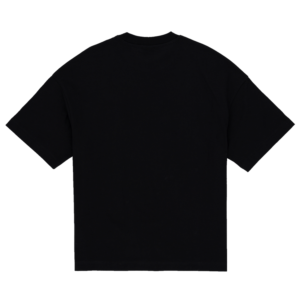 Vista trasera de la camiseta negra del BVB College, un artículo para aficionados de alta calidad de la colección 2025.