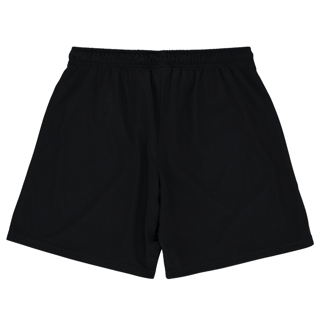 Pantaloncini da college neri del BVB realizzati in un tessuto confortevole, ideali per lo sport e il tempo libero, ripresi da dietro.