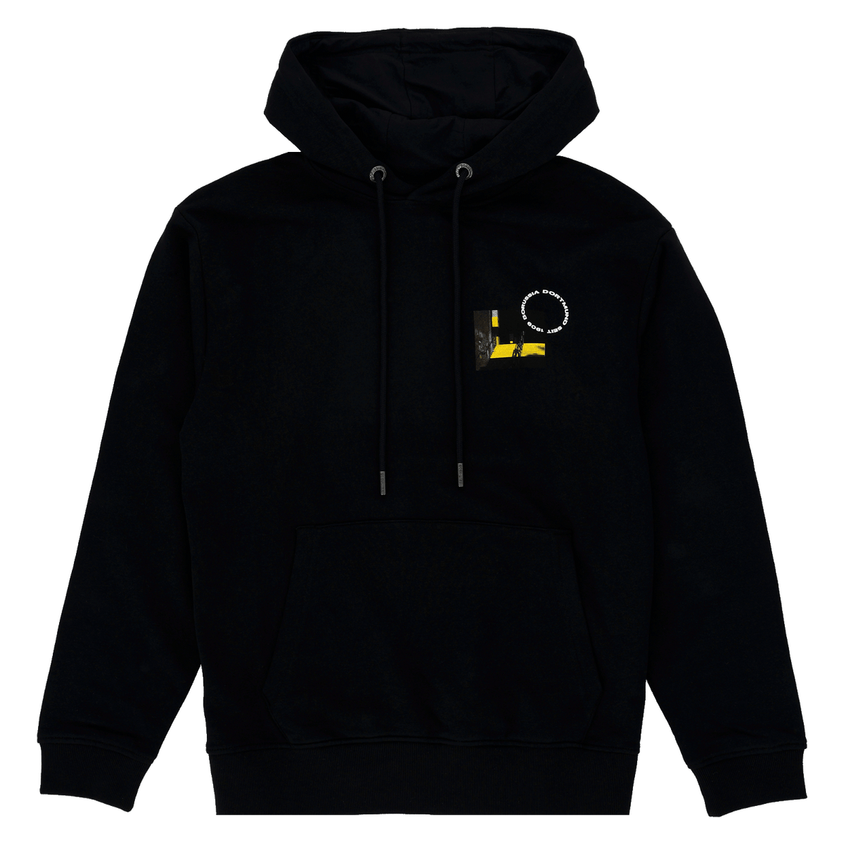 Felpa con cappuccio nera del BVB della collezione Matchday II, con stampa gialla e nera e logo del BVB sul petto.