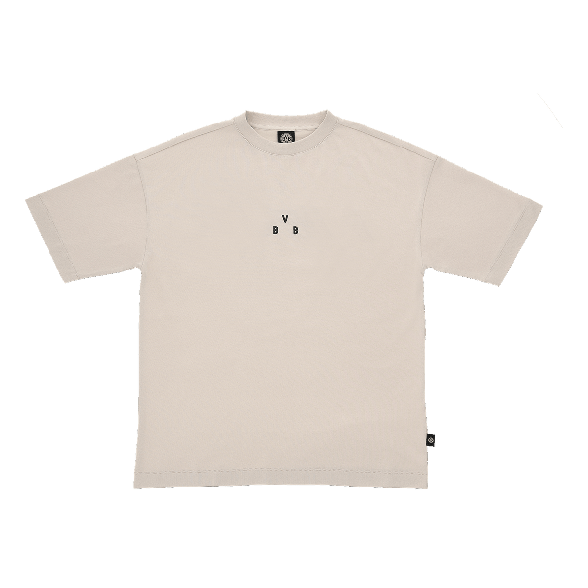 Maglietta BVB Urban color beige della collezione 2025, maniche corte, design minimalista con piccolo logo BVB sul petto, perfetto capo di merchandising per i tifosi.