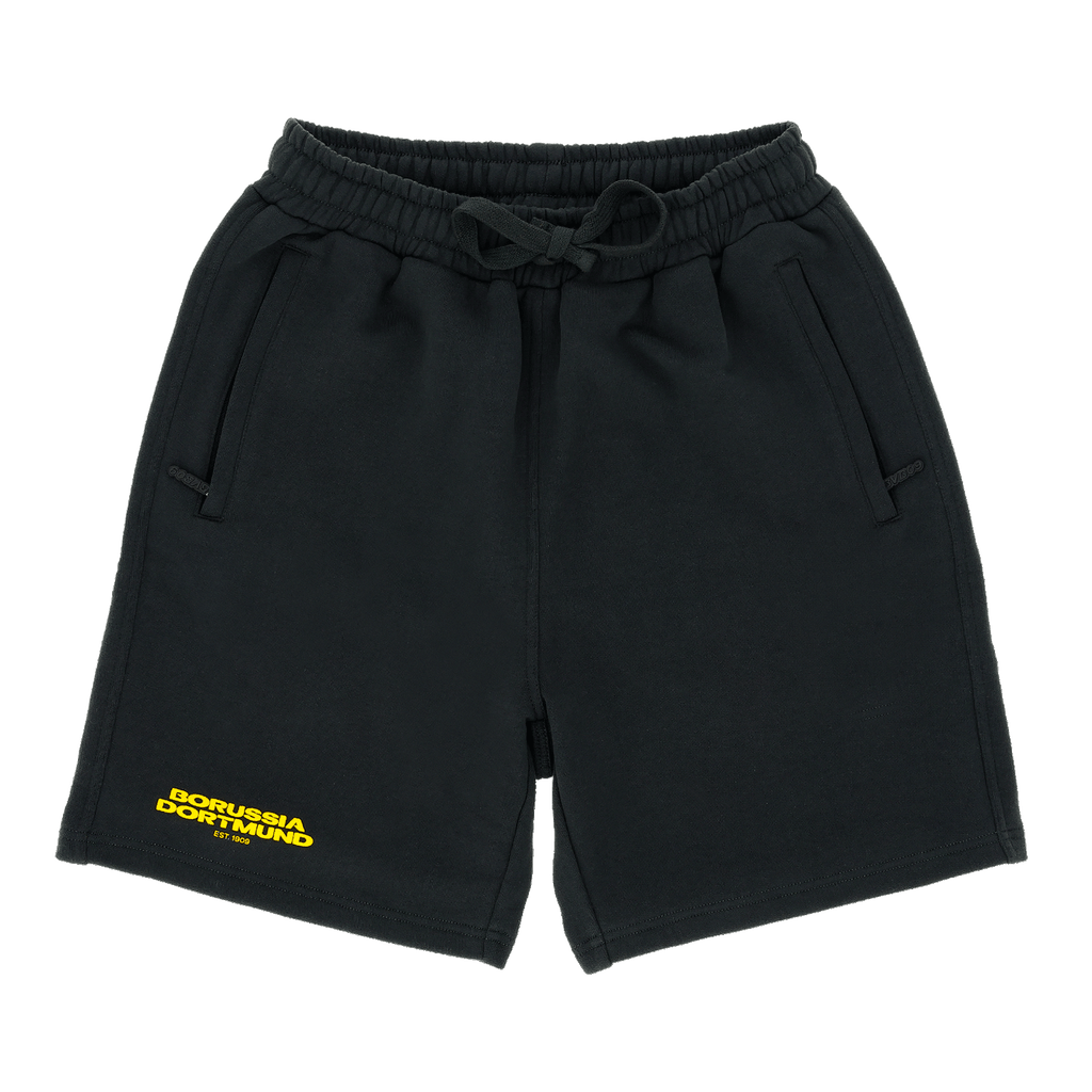 I pantaloncini BVB Urban color antracite con il logo giallo del Borussia Dortmund sulla gamba sono un capo sportivo e moderno per i tifosi, ideale per il tempo libero e l’allenamento.