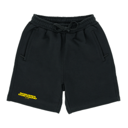 Los pantalones cortos BVB Urban en color antracita, con el logotipo amarillo del Borussia Dortmund en la pierna, son una prenda deportiva y moderna para aficionados, ideal tanto para el tiempo libre como para el entrenamiento.