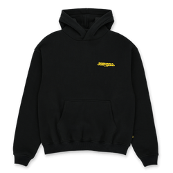 Sweat à capuche noir BVB Urban, avec poche kangourou et inscription « Borussia Dortmund » en jaune sur le devant, idéal pour les fans.