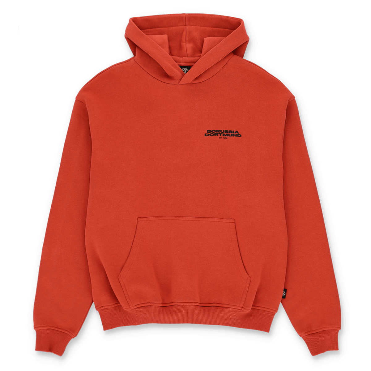 Stylish BVB Urban hoodie in orange with the Borussia Dortmund logo on the chest. Perfect for fans and casual wear.