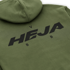 Green BVB hoodie with large black "HEJA" lettering and the BVB logo on the back. The perfect fan item for Borussia Dortmund fans.