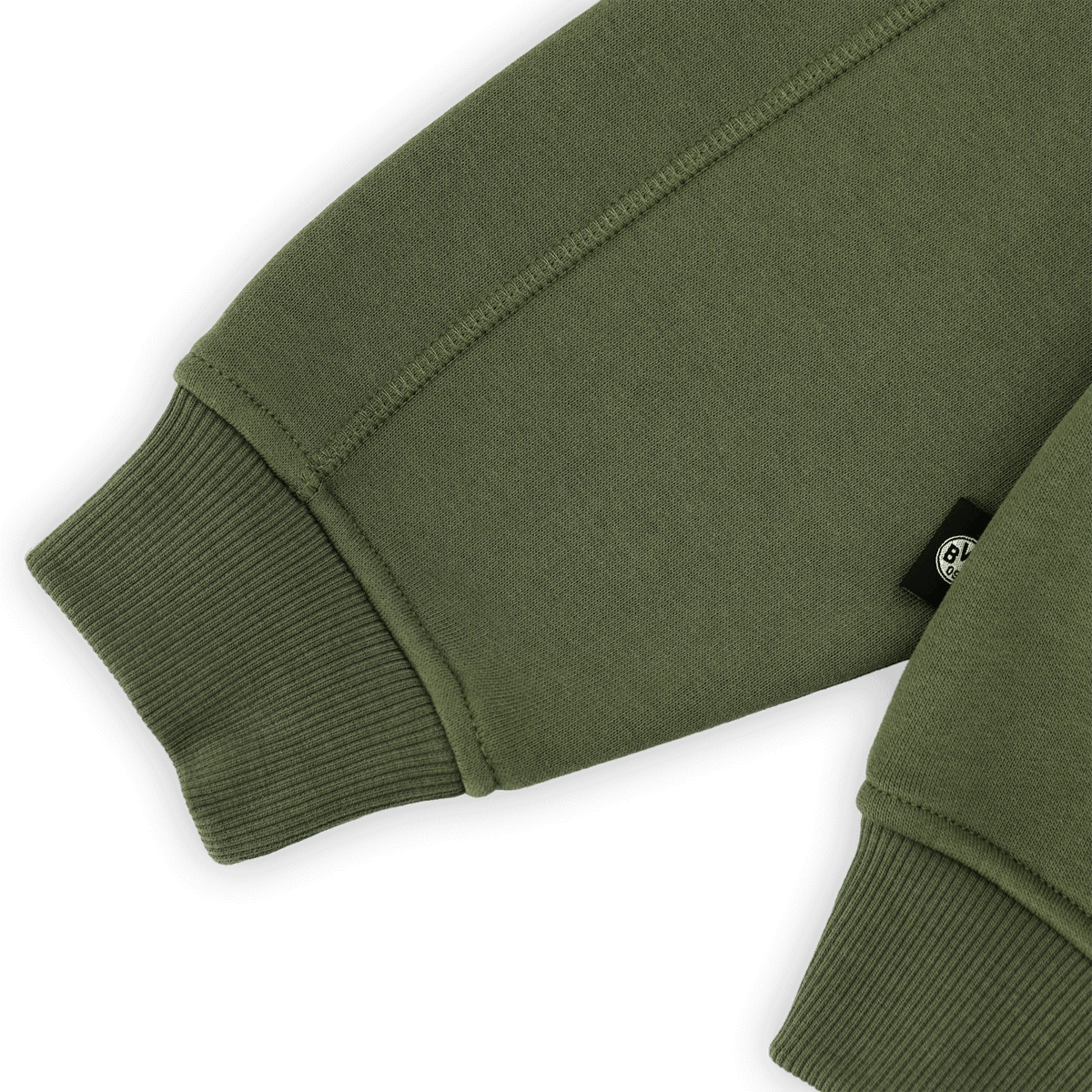 Green BVB Urban zip jacket with elastic cuffs and subtle brand logos; close-up view of the sleeve.