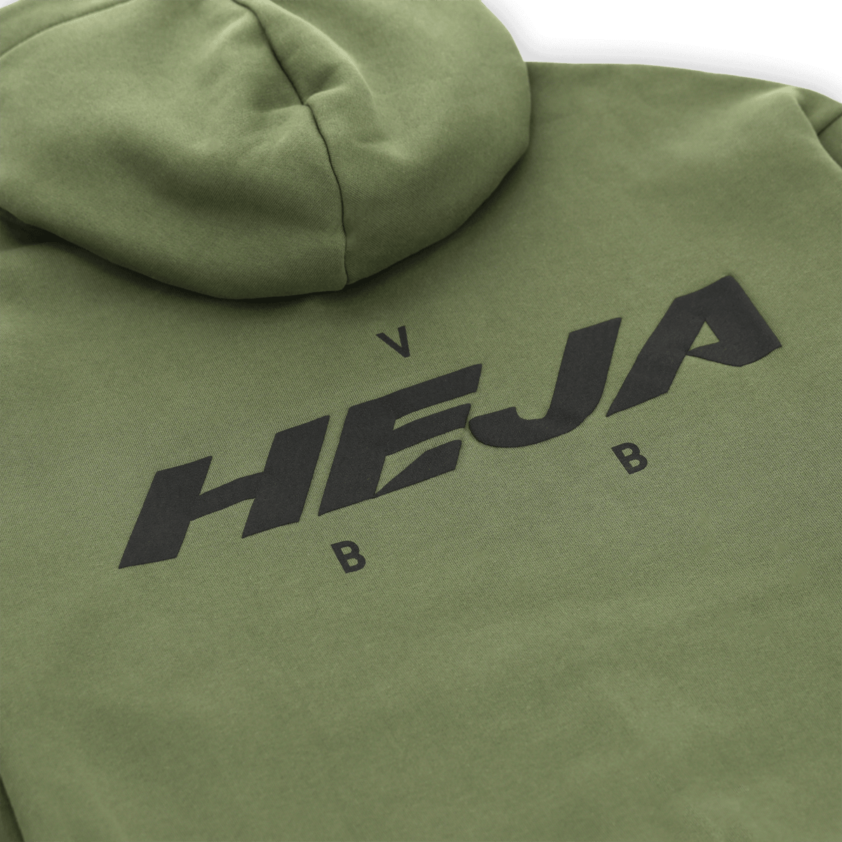 Felpa con cappuccio BVB Urban di colore verde con la scritta HEJA BVB in nero sul retro.