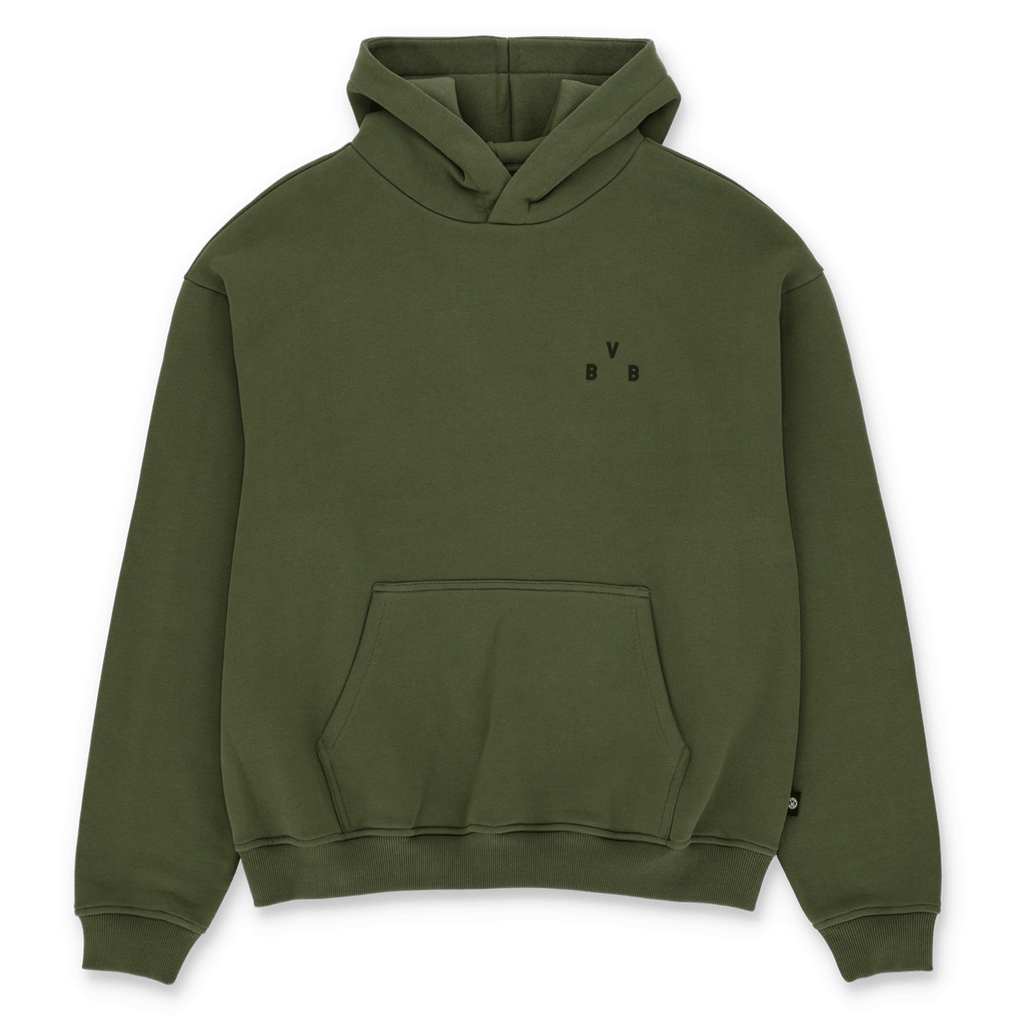 Felpa con cappuccio BVB Urban verde, con tasca a marsupio ed elegante logo BVB sul davanti.