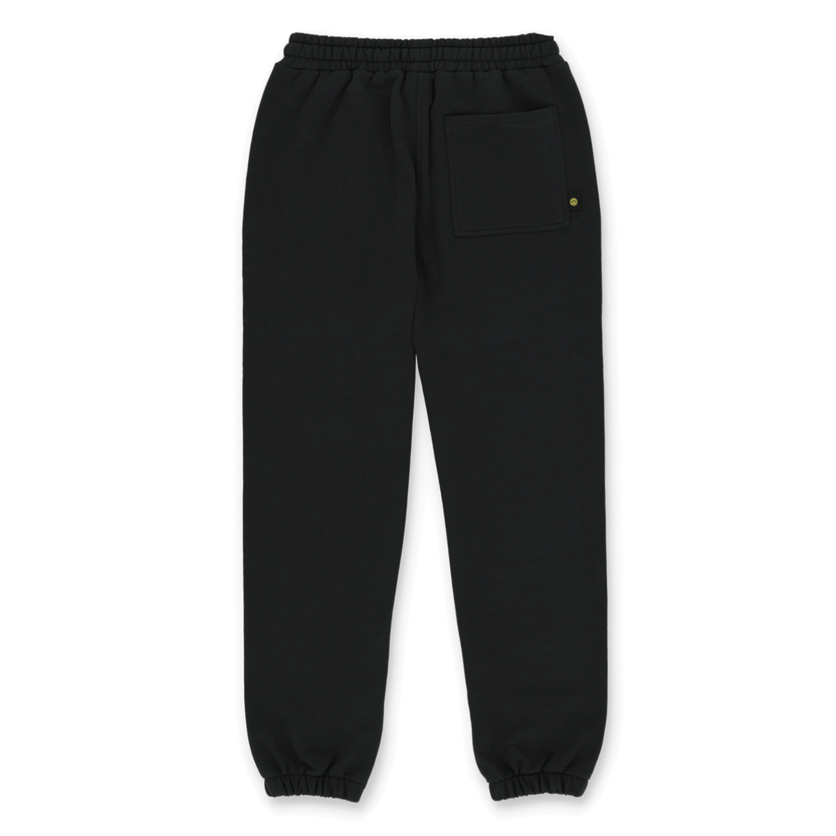 Black BVB Urban sweatpants with an elastic waistband, patch pocket, and minimalist design for Borussia Dortmund fans.