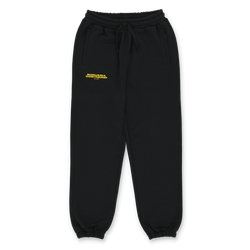 Black Borussia Dortmund urban sweatpants with a yellow logo on the front, perfect for fans and casual wear.
