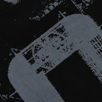 Close-up view of a black-and-gray BVB long-sleeve shirt with a graphic pattern, available as fan merchandise.