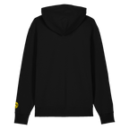 Vue de dos d'un sweat à capuche noir du BVB, orné d'un écusson jaune du BVB sur la manche gauche.