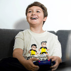 BVB Gaming T-shirt for kids in off-white with pixel art soccer players—perfect for young Borussia Dortmund fans—comfortable and stylish.