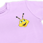 Maglietta viola del BVB per neonati e bambini piccoli con motivo EMMA giallo, ideale come gadget per i tifosi.