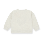 Vista trasera de una sudadera gris de cuello redondo del BVB para bebés y niños pequeños, ideal para los seguidores del Borussia Dortmund.