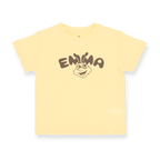 Gelbes BVB Baby-T-Shirt mit EMMA-Maskottchen und BVB-Design, geeignet für Kleinkinder.
