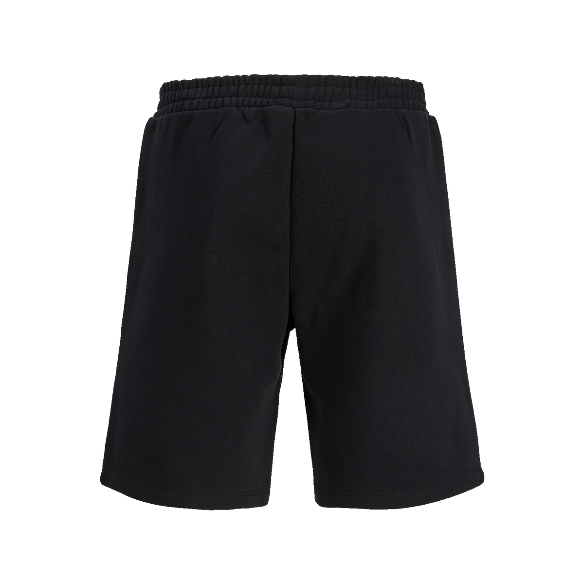 Schwarze BVB Essential Shorts für Kinder aus Baumwolle mit elastischem Bund, Rückansicht abgebildet, optimal für Sport und Freizeit.