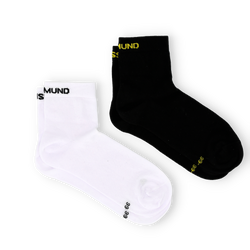 BVB quarter-length socks in a 2-pack in black, yellow, and white with "Borussia Dortmund" lettering—a stylish fan accessory.