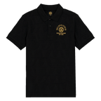 Black BVB polo shirt with a gold-colored BVB emblem and lettering on the left chest, part of the BVB merchandise collection.