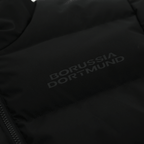 Giacca reversibile nera del BVB con scritta riflettente “Borussia Dortmund”, ideale per i tifosi del Borussia Dortmund.