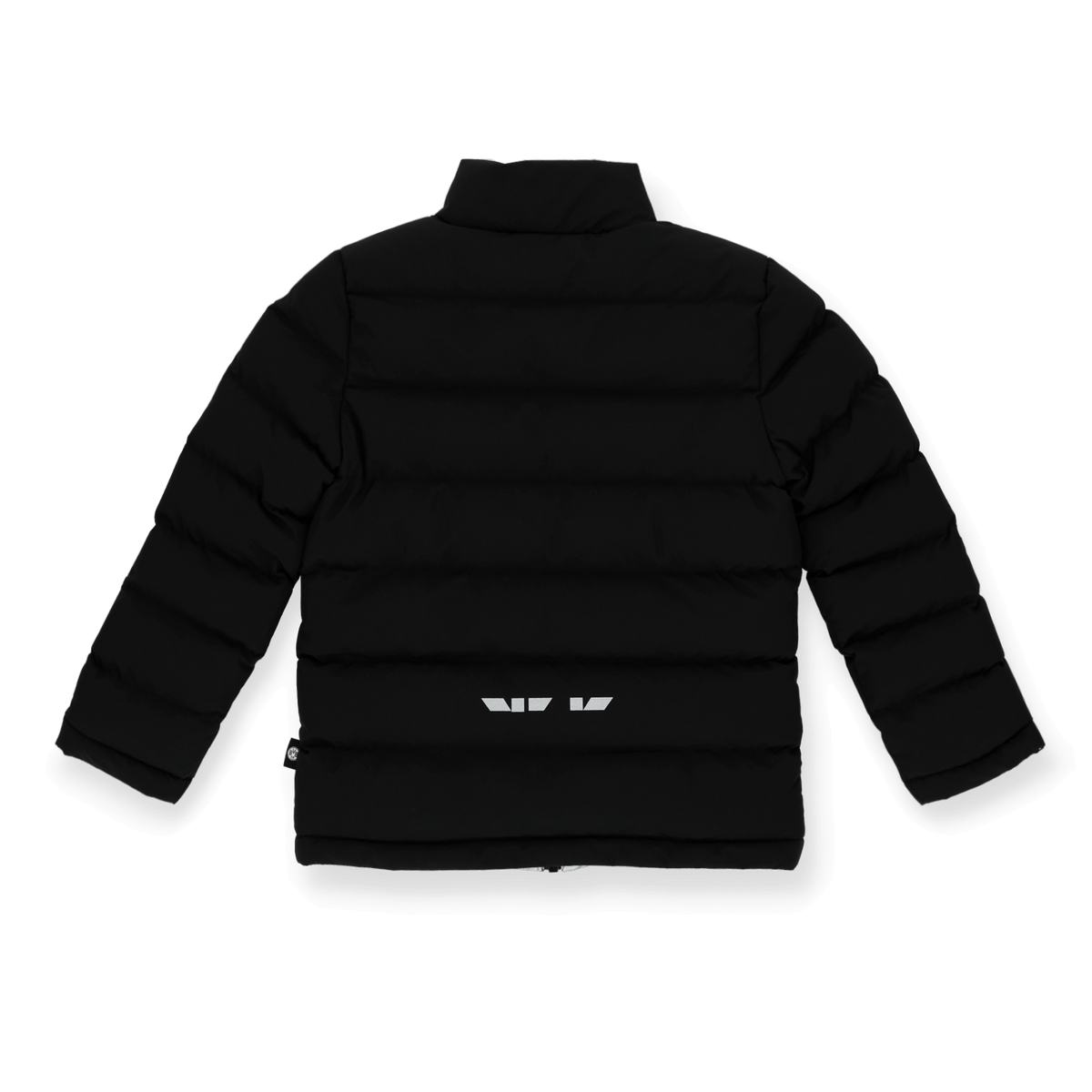 Schwarze BVB-Wendejacke für Kinder mit reflektierendem BVB-Logo auf der Rückseite, ideal für kalte Tage und Fans von Borussia Dortmund.
