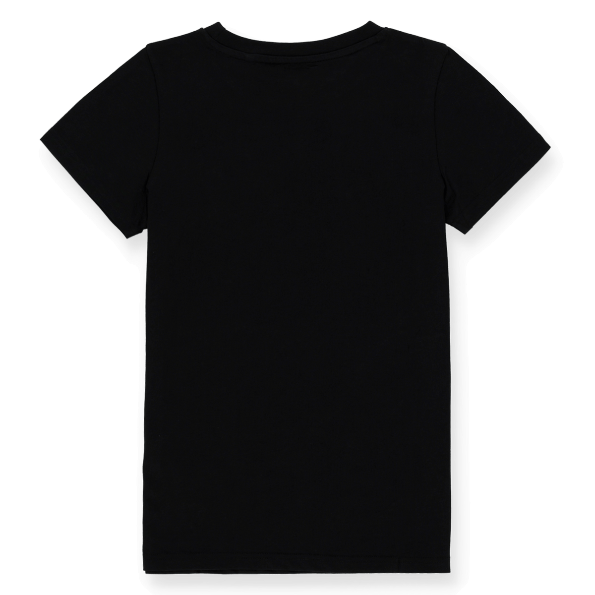 Schwarzes BVB 1909 T-Shirt für Frauen mit kurzem Ärmel, Rückansicht, einfarbiges Design.