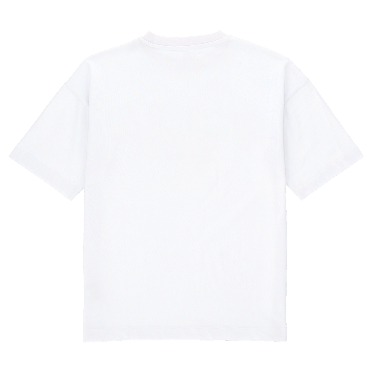 Rückansicht eines weißen BVB-T-Shirts aus der Echo-Kollektion, ideal für Fans von Borussia Dortmund.
