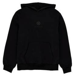 Black BVB Core hoodie with a hood and kangaroo pocket, featuring the club logo on the front. Perfect for Borussia Dortmund fans.