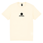 Maglietta BVB Core color bianco sporco con logo nero del Borussia Dortmund sul davanti, ideale per i tifosi, unisex.