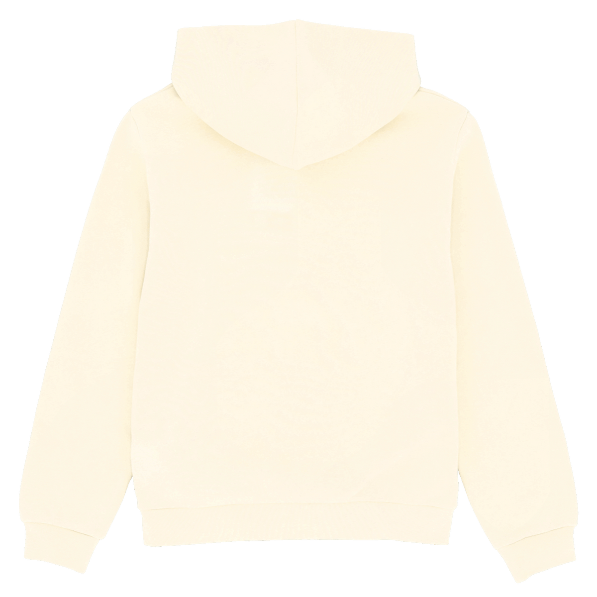 オフホワイトのBVB Coreフーディの背面図。ボルシア・ドルトムントのファンに最適です。