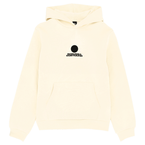 Off-White Kapuzenpullover BVB Core mit schwarzem Borussia Dortmund-Logo auf der Brust, perfekt für Fans.