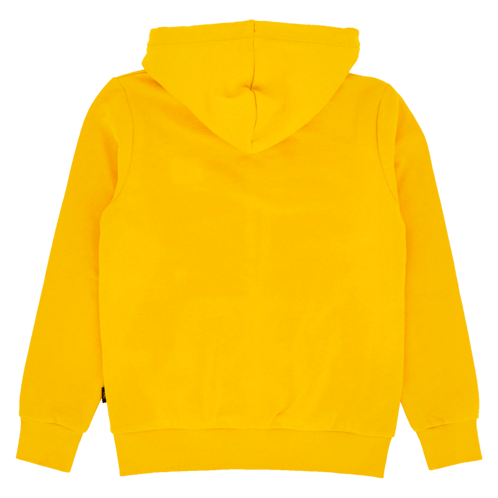Yellow BVB hooded sweatshirt, rear view. Simple design, perfect for casual wear and fans.