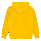 Yellow BVB hooded sweatshirt, rear view. Simple design, perfect for casual wear and fans.