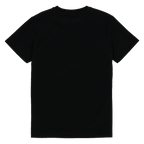 Rückansicht eines schwarzen BVB-T-Shirts mit schlichtem Design und kurzen Ärmeln.