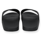 Black BVB bath slippers with a sturdy design, perfect for Borussia Dortmund fans and ideal for leisure time or trips to the pool.