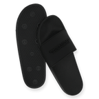 Black BVB flip-flops with an embossed Borussia Dortmund logo on the strap and a non-slip sole—perfect for leisure and trips to the stadium.
