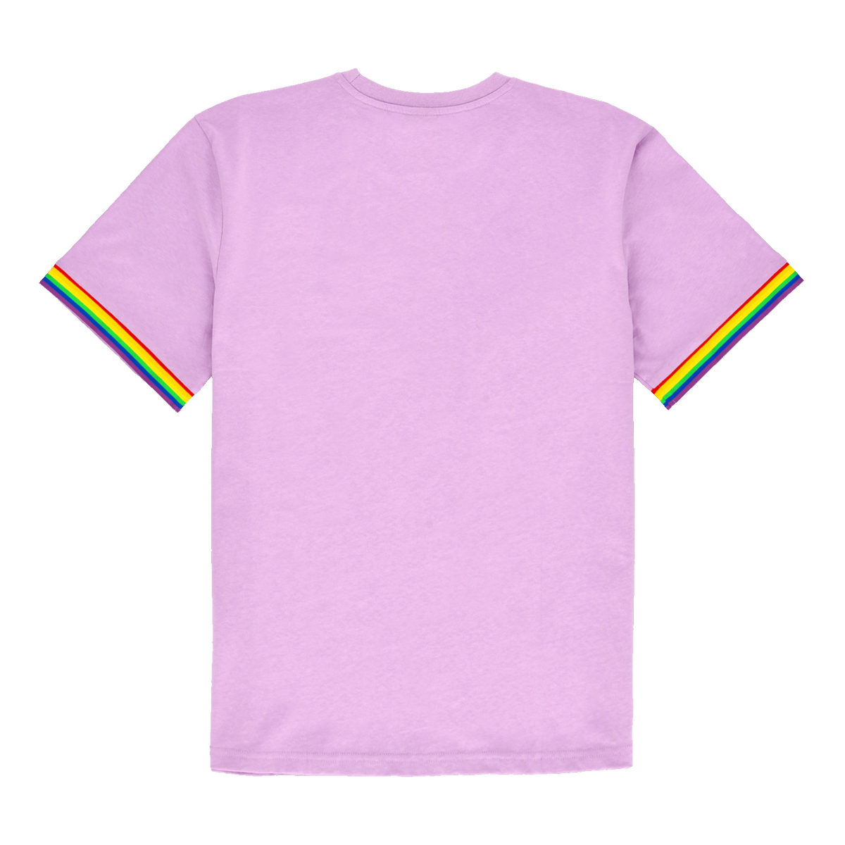 Lila BVB T-Shirt mit Regenbogen-Details an den Ärmelabschlüssen, Rückansicht des Fanartikels.