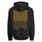 Schwarzer BVB-Hoodie mit auffälligem gelben Design des Stadions Rote Erde auf der Rückseite. Ideal für Fans von Borussia Dortmund und sportlichen Streetwear-Look.