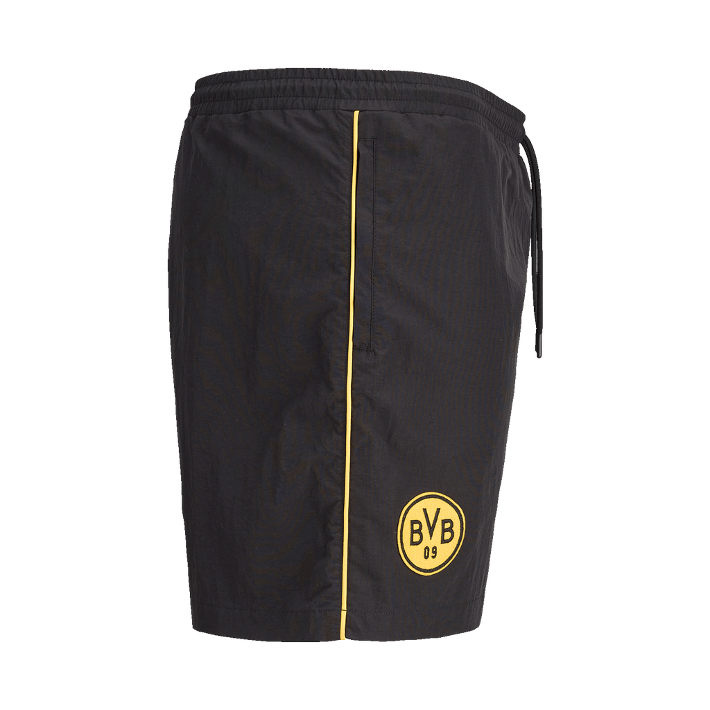 黄色のストライプが入った黒のBVBトラックスーツショーツで、脚の部分にBVB 09のロゴが入っています。