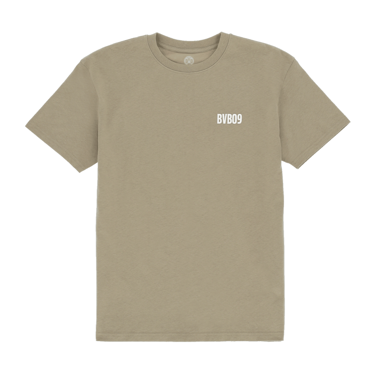Schlichtes BVB T-Shirt in Salbei für Frauen mit BVB09-Logo auf der Brust, ideal für Freizeit und Fan-Outfits